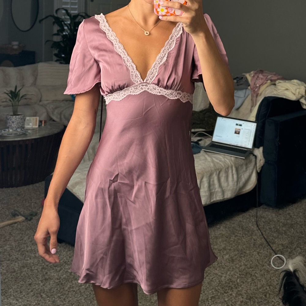 Princess Polly Mauve Satin Dress